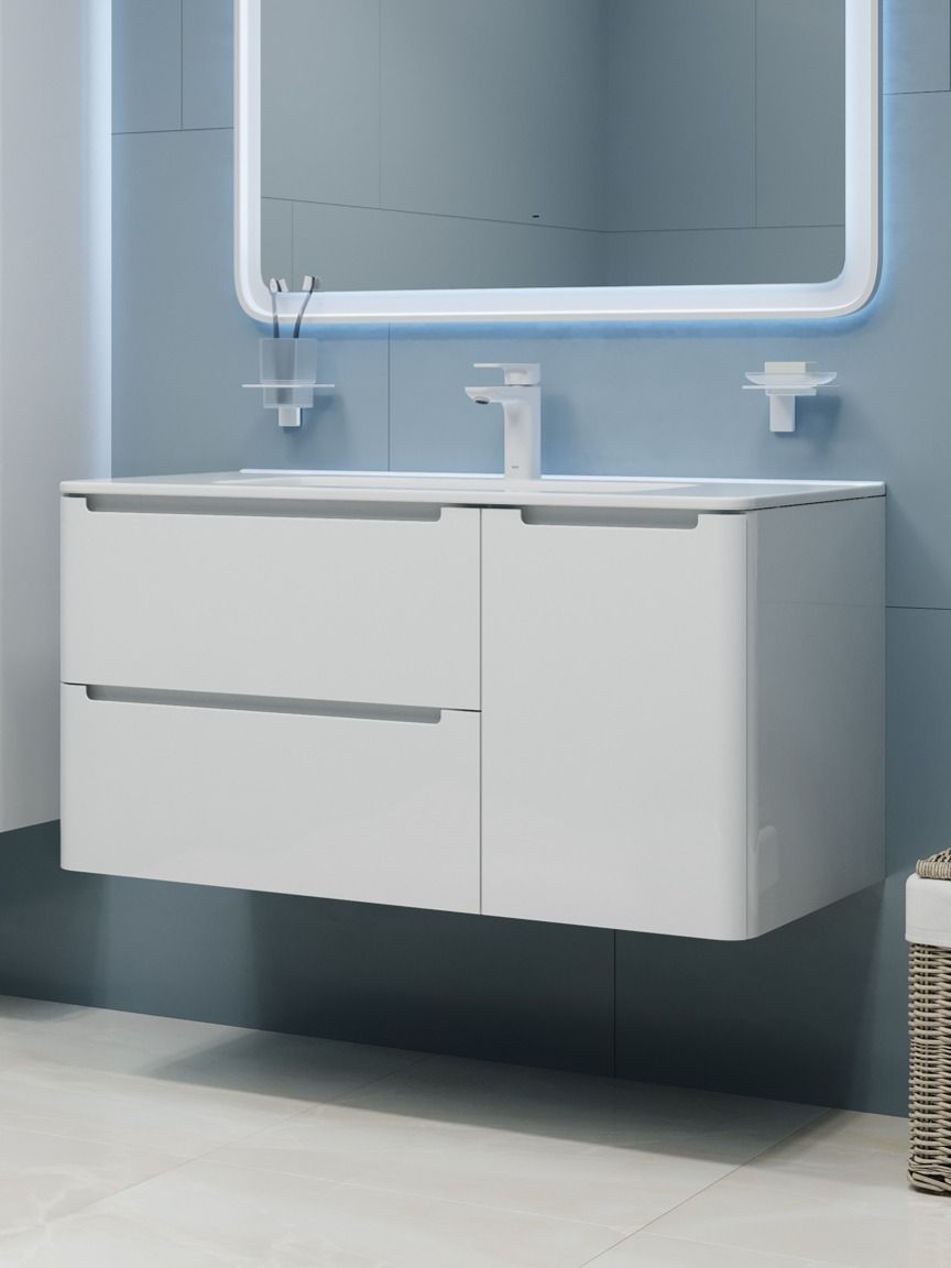 Фото товара на маркетплейсе ozon Тумба подвесная (без раковины), белый, 100 см, Edifice, IDDIS, EDI10W1i95. Подходит раковина 0101000i28