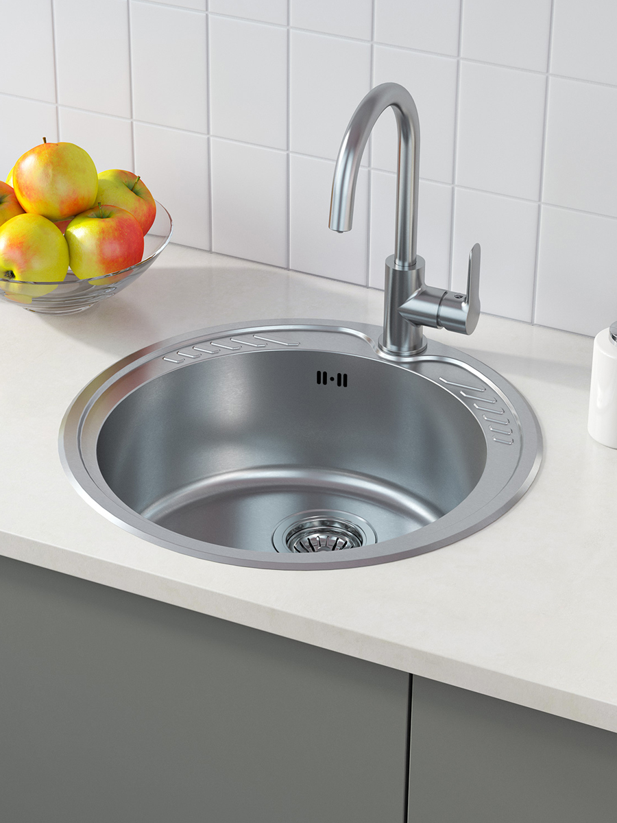 Фото товара на маркетплейсе ozon Мойка для кухни IDDIS, врезная, 51х51х18 см, нержавеющая сталь, без крыла, матовая, Suno, SUN51S0i77