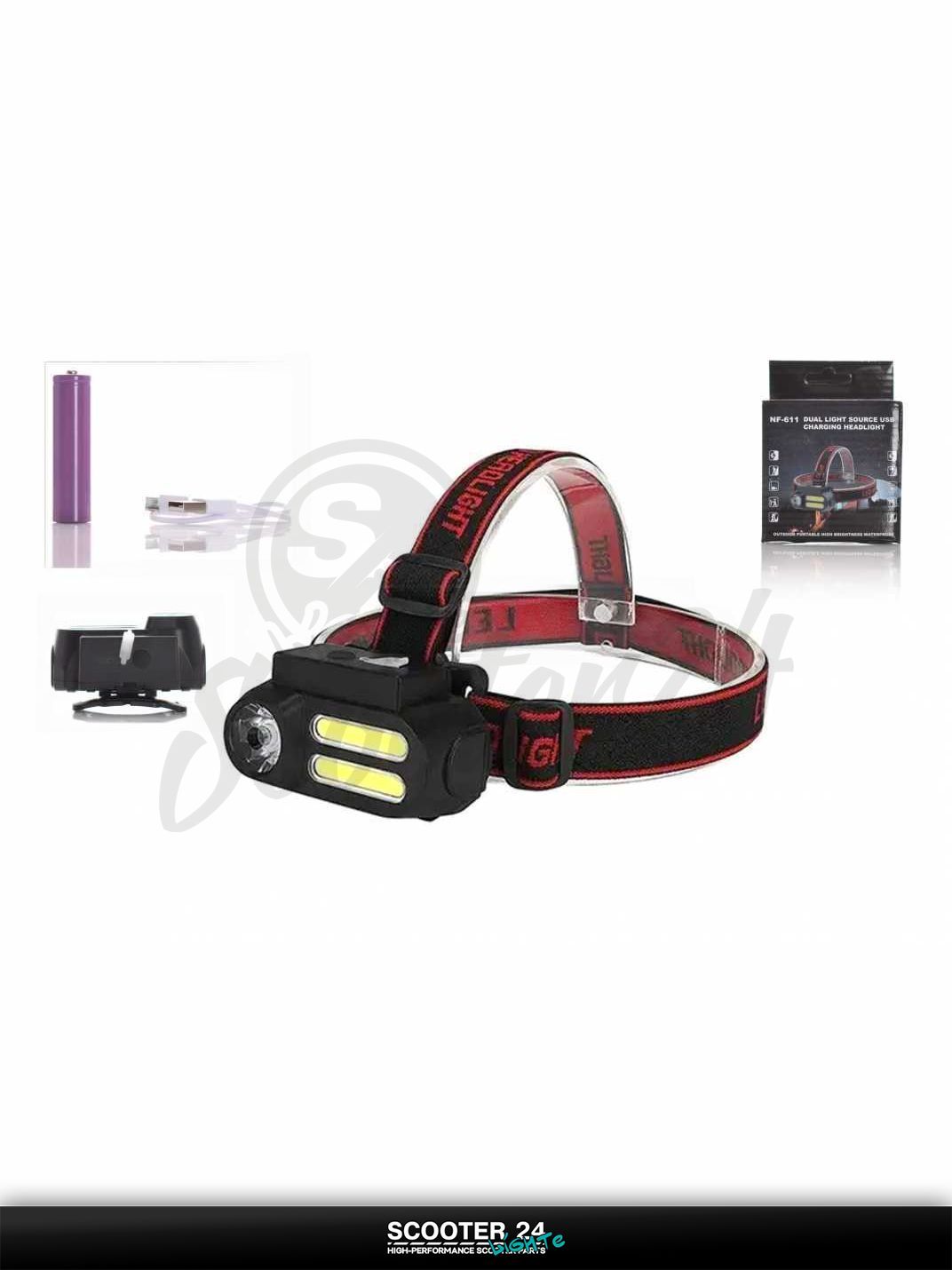 Фонарь налобный перезаряжаемый вело +задний габарит на мотоцикл / мопед и скутер / для мототехники универсальный