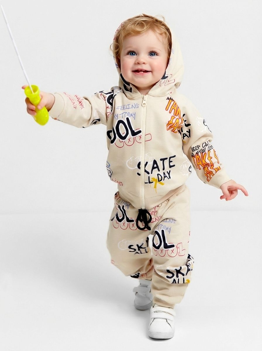 Костюм детский для новорожденных Крошка Я (толстовка с капюшоном и брюки, Graffiti)