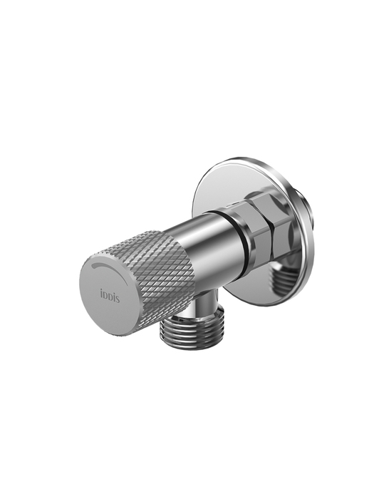 Фото товара на маркетплейсе ozon Кран угловой, с отражателем, 1/2; 1/2, кран-букса, латунь, матовый хром, IDDIS, 910B0A6C2SBZ