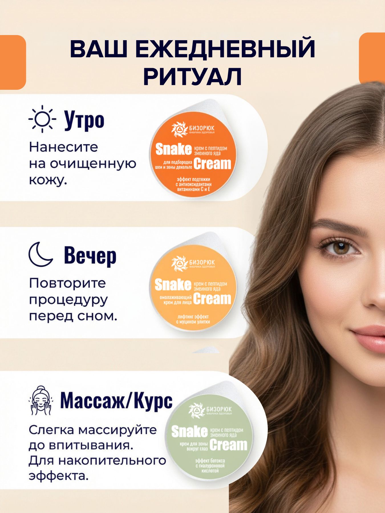 Набор из трёх кремов с пептидом змеиного яда