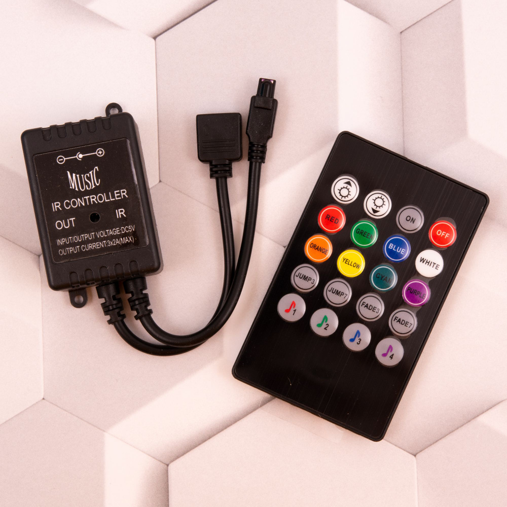 Умный контролер с музыкальным режимом и пультом для светодиодной многоцветной ленты RGB серия Music IR #1