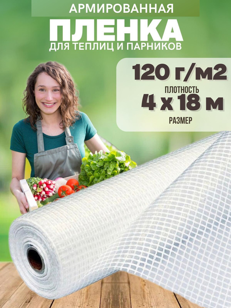 Vesta-shop Армированная пленка Полиэтилен, 4x18 м, 120 г-кв.м, 1 шт  #1