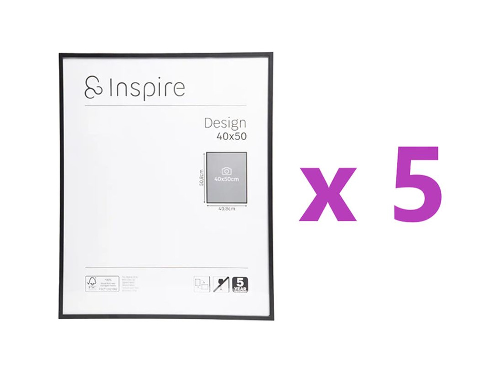 Рамка Inspire Design 40x50 см алюминий цвет черный, 5 шт. #1