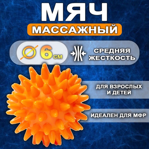 Мяч иглбол массажный с шипами / мячик с шипами для рук, стоп, лица ...