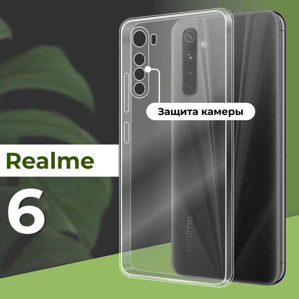 Прозрачный силиконовый чехол с защитой камеры для телефона Realme 6 ...