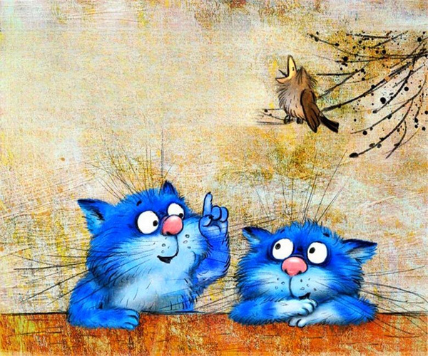 Алмазная мозаика "Синие коты Рины Зенюк" Вышивка Живопись Картина ...
