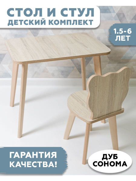 Стол и стул детский "Миша" - комплект (дуб сонома)/RuLes купить на OZON ...