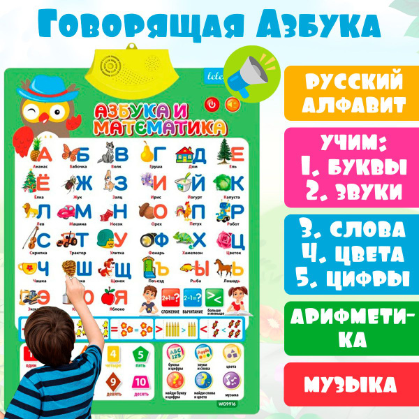 Говорящая азбука для детей и раздел математика / Алфавит плакат ...