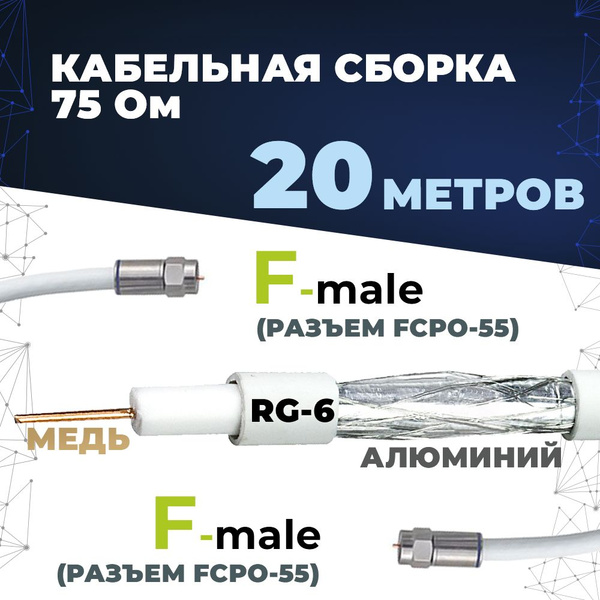 Кабель Разъем для антенны (TV/F) Baltic Signal F-male F-male - купить ...