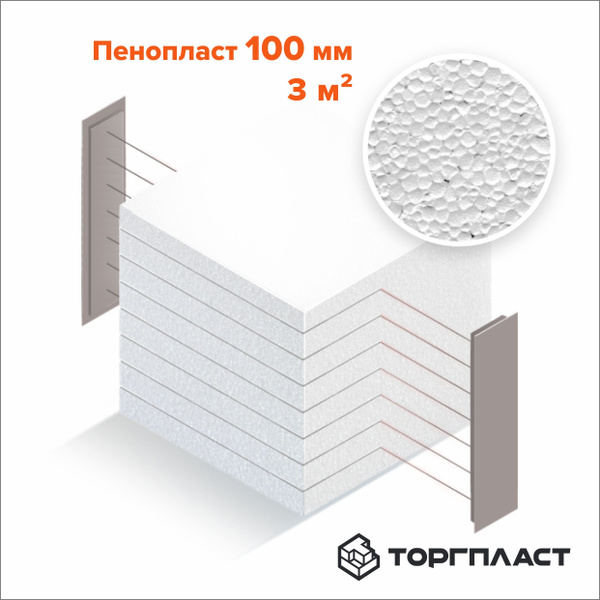 Пенопласт 100 мм 3м2 для СТЕН КРЫШИ ПОЛА ППС 10 лист для утепления ...