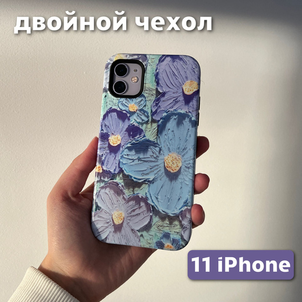 Чехол на iPhone 11 / Айфон 11 с голубыми цветами - купить с доставкой ...