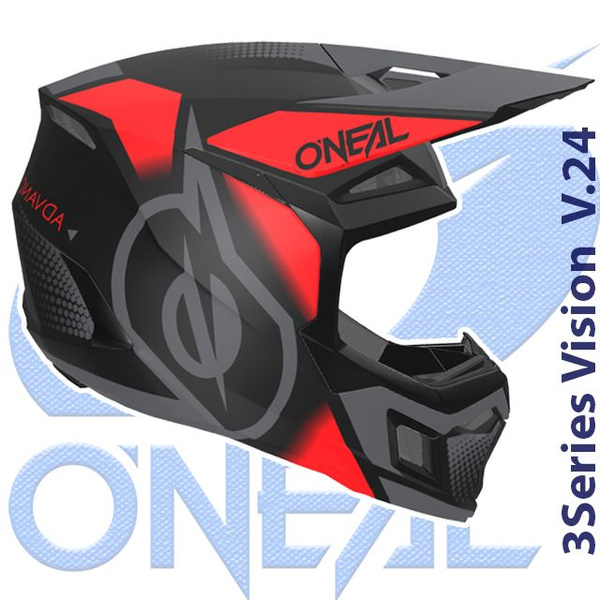 Шлем кроссовый O'NEAL 3Series Vision V.24 S(55-56) глянец черный/красый ...