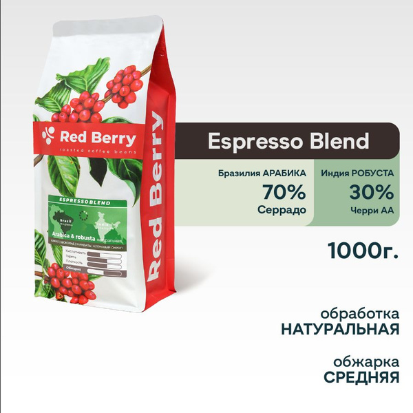 Red Berry Кофе в зернах 1 кг PREMIUM Espresso Blend Бразилия - купить с ...