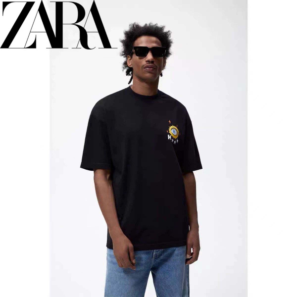 Футболка Zara, размер 42, цвет черный, хлопок - купить по выгодной цене ...