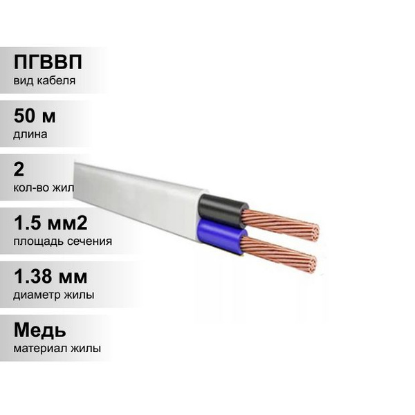 Электрический провод ВЭКЗ ПГВВП 2 1.5 мм² - купить по выгодной цене в ...