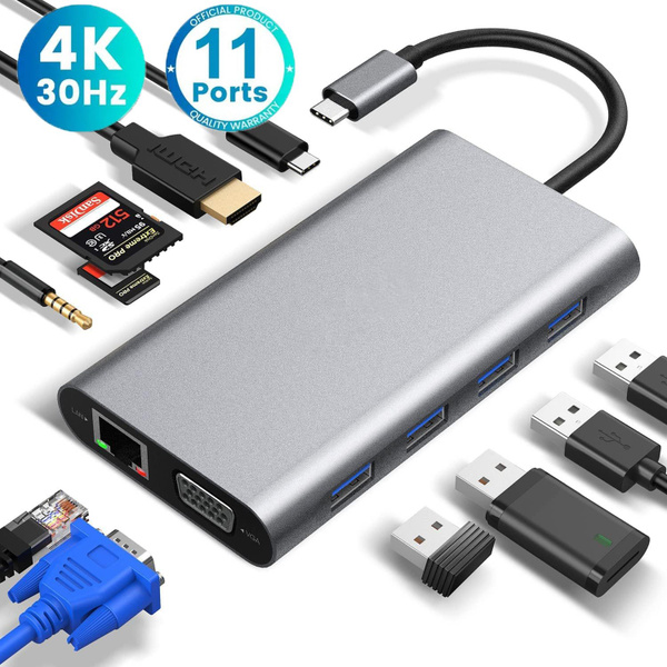 11 in 1 usb hub type c 3.0 Разветвитель thunderbolt с 4K HDMI,кард ...