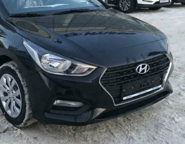 бампер передний Хендай Солярис (2017-2020) Ultra Black Черный - купить ...