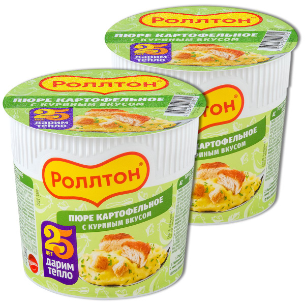 Пюре быстрого приготовления Роллтон с куриным вкусом, в стакане 40 г, 2 ...