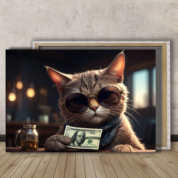 Картина на холсте Деньги Кот с деньгами (17) 60х80 см - купить по ...