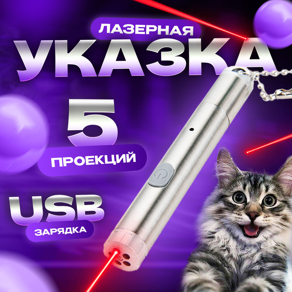 Лазерная указка 5 в 1 для кошек и собак с USB зарядкой - купить с ...