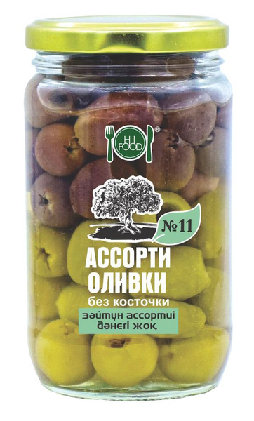 Оливки крупные зеленые и черные без косточки ассорти №11, HI FOOD, 350 ...