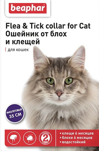 Ошейник для кошек от блох и клещей фиолетовый35 см - купить с доставкой ...