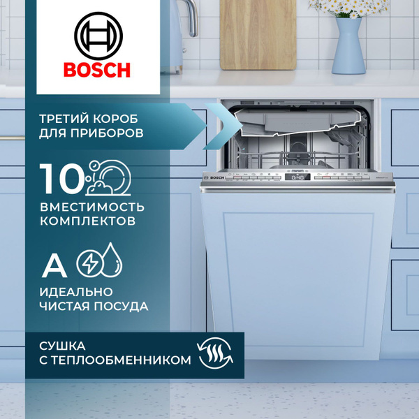 Встраиваемая посудомоечная машина Bosch SPV4HMX10E, серебристый купить ...