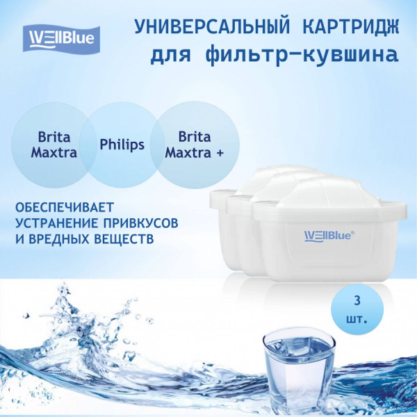 Сменный картридж для фильтра-кувшина, степеней очистки - 4, ресурс 300 ...