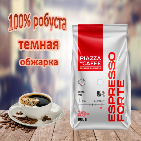Зерновой кофе PIAZZA DEL CAFFE Espresso Forte, пакет, 1кг. - купить с ...