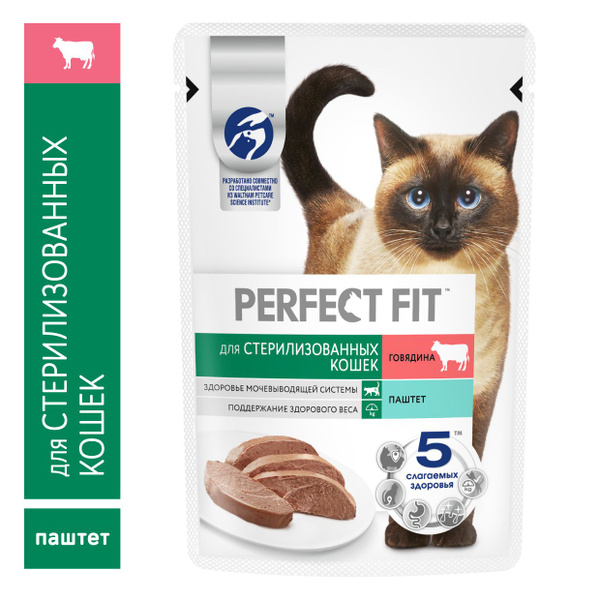 Корм влажный Perfect Fit паштет для стерилизованных кошек старше 7 лет ...