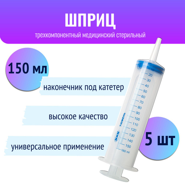 Шприц ЖАНЕ / ЖАНЭ большой с наконечником под катетер медицинский ...