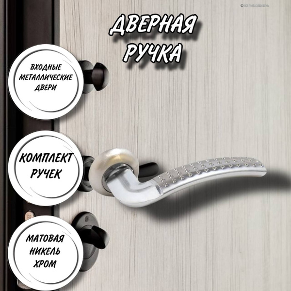 Дверная ручка для входных металлических дверей/мат.никель,хром квадрат ...