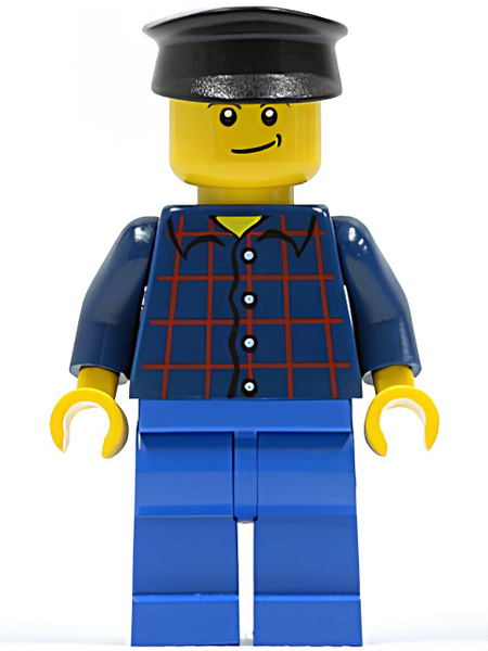 Минифигурка Lego Plaid Button Shirt, Blue Legs, Black Hat, Lopsided ...