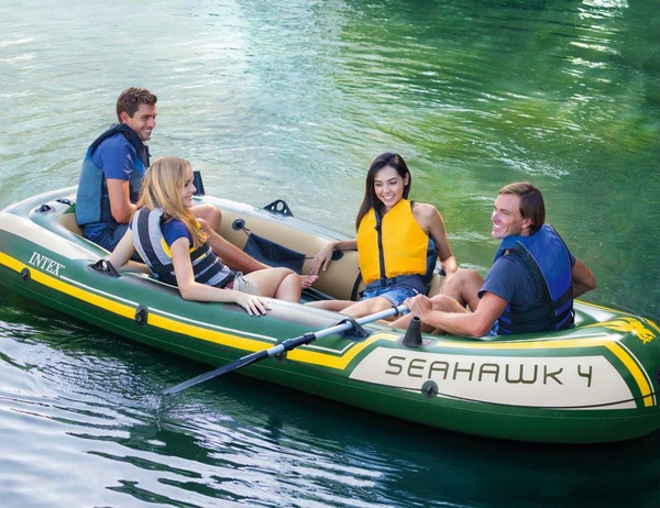 Надувная лодка Intex четырехместная Seahawk-400 (Set), 351х145х48 см ...