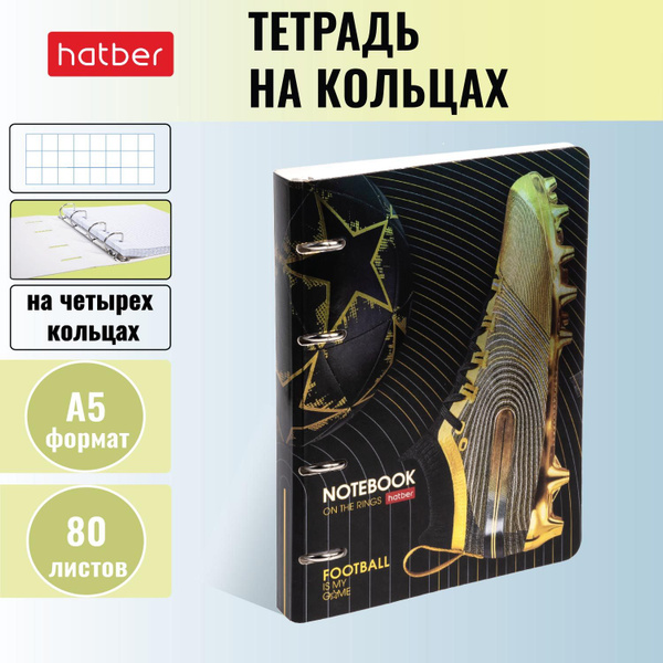 Тетрадь со сменным блоком Hatber 80 листов, формата А5, в клетку, на ...