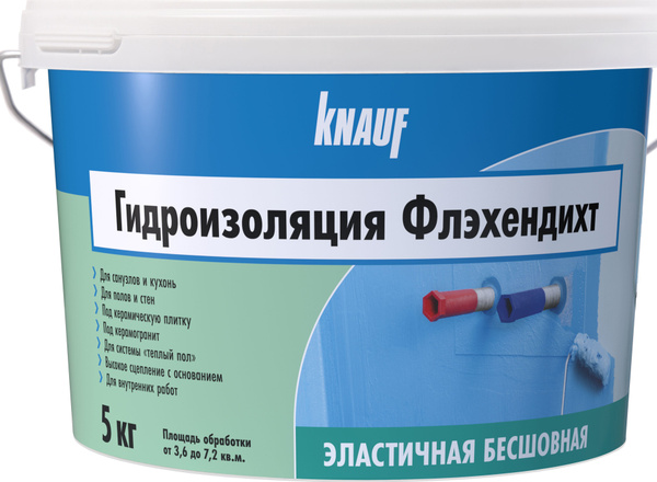 Гидроизоляция Knauf Флэхендихт эластичная бесшовная 5 кг - купить с ...