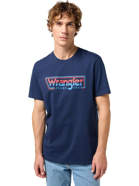 Футболка Wrangler, размер 48, цвет синий, 100% хлопок - купить по ...