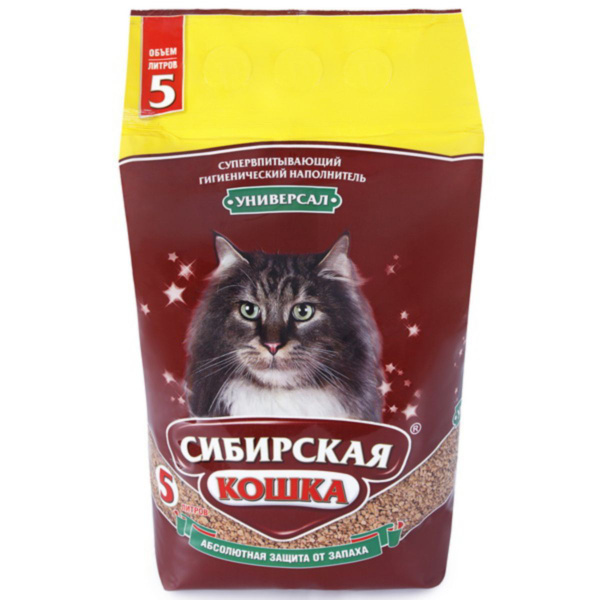 Наполнитель для кошачьего туалета Сибирская кошка - Универсал, 5 л, 1 ...