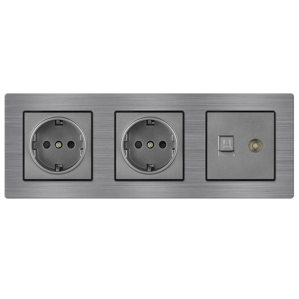 Розетка электрическая 3 поста 220В +Розетка ТВ-Компьютер RJ-45 CAT6 ...