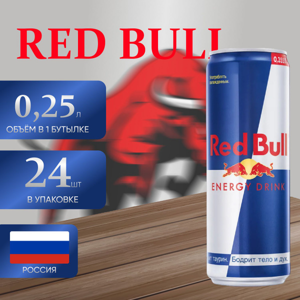 Энергетический напиток Red Bull 24 шт. х 0.250 мл. - купить с доставкой ...