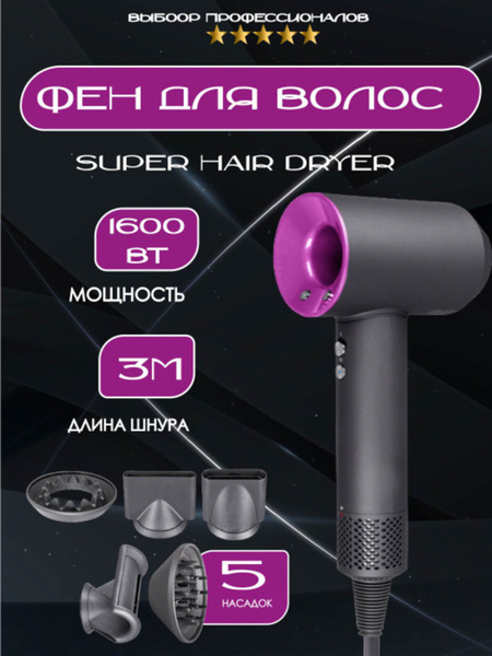 Фен для волос House FRY ZONE SUPER HAIR DRYER, серый, розовый - купить ...