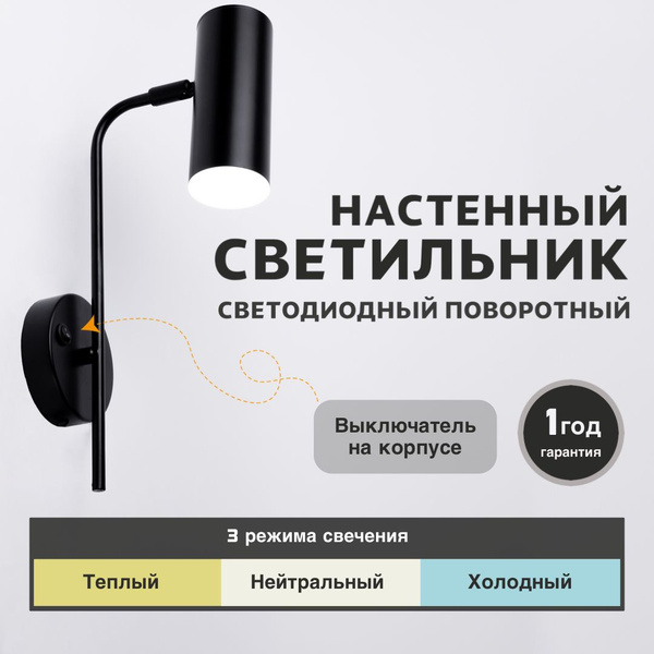 Светильник бра настенный светодиодный с выключателем 220в, OutFrame ...