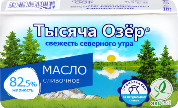 Масло сливочное ТЫСЯЧА ОЗЕР несоленое 82,5% без змж, 400г - купить с ...