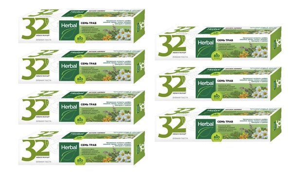 Зубная паста 32 жемчужины HERBAL Семь трав, 6 уп по 100 г - купить с ...