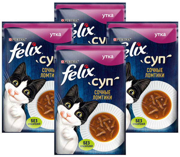FELIX СУП для взрослых кошек с уткой пауч (48 гр х 4 шт) - купить с ...