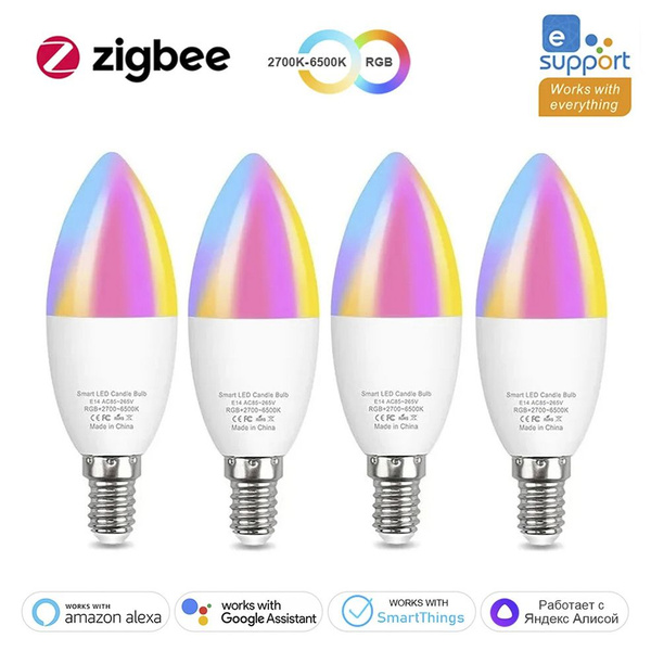 Умная лампочка eWelink Zigbee E14 RGB, RGB свет, 5 Вт, Светодиодная, 4 ...