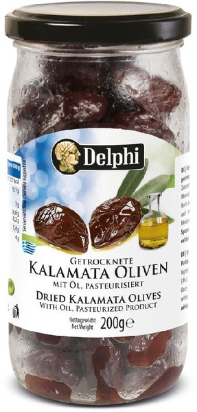 Маслины DELPHI Каламата с косточкой сушеные /стекло/ 200г купить на ...