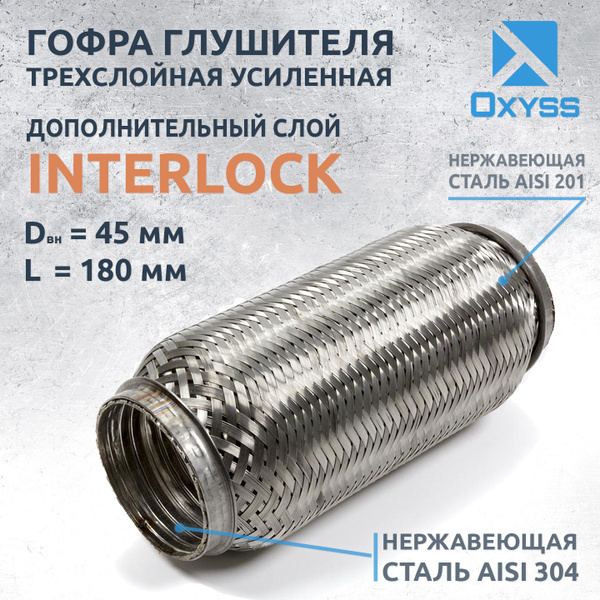 Гофра глушителя 45x180 InterLock (трехслойная усиленная) - купить по ...